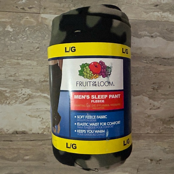 Fruit of the Loom Men’s Fleece Sleep Pajama Pants in Green Camo Pattern. Size L - Picture 2 of 7